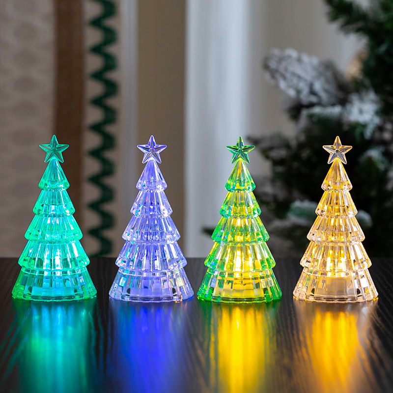 Decoraciones de Navidad mini luminosa cristal árbol de Navidad decoración de mesa creativa transfronteriza luz de regalo de Navidad para niños