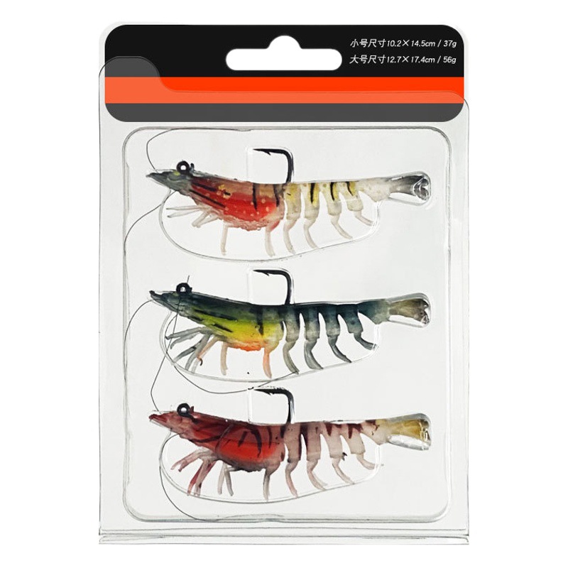 Gambas luminosas cebo falso luminoso rebordear pescado negro con anzuelo cebo paquete Camarón plomo Luya cebo suave cebo de camarón suave