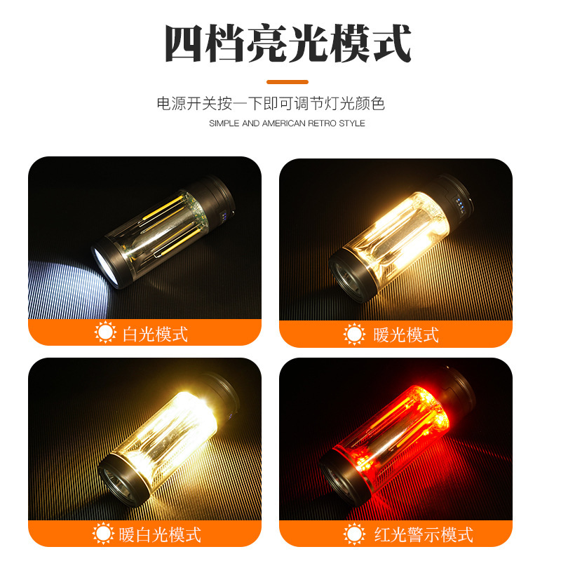 Nueva Luz de camping transfronteriza tres en uno de succión magnética impermeable gancho portátil LED Gran Reflector larga resistencia camping Luz