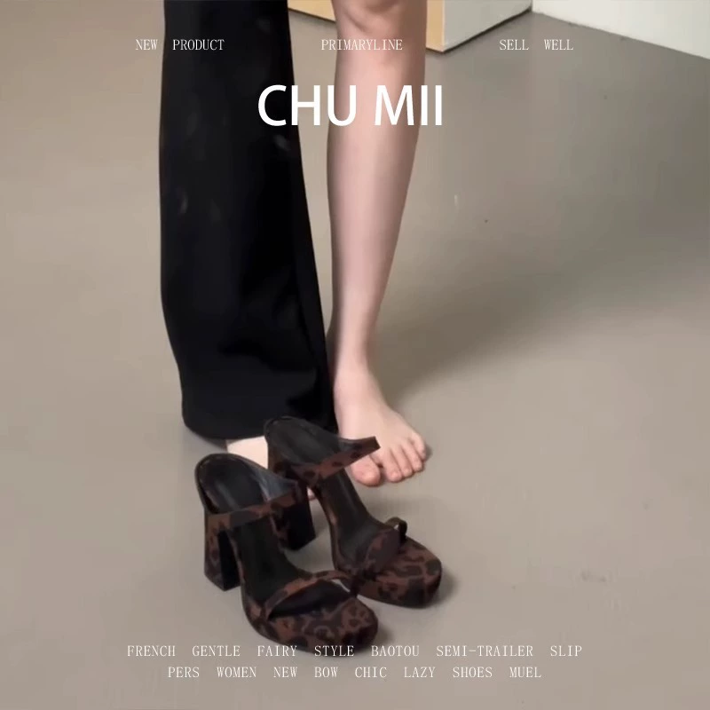 Овчинная версия ~ Сексуальные леопардовые туфли на высоком каблуке женский водонепроницаемый стол с толстым каблуком