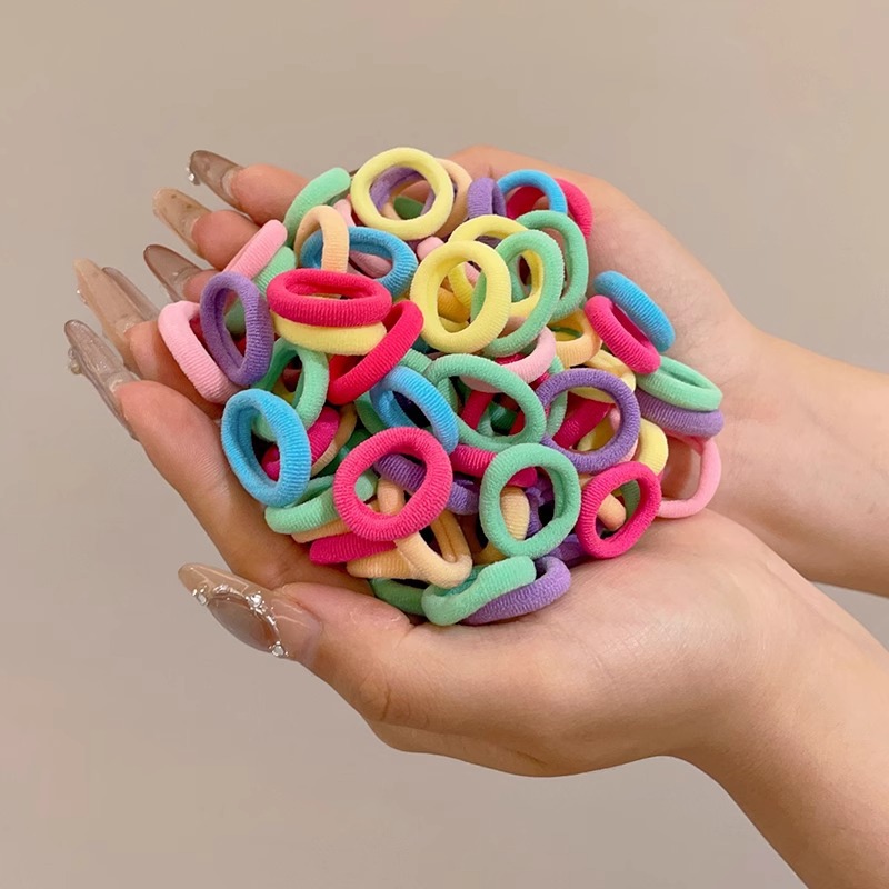 Anillo de cabello para niños de alta elasticidad para chicas de cola de caballo banda de goma trenzada cabello no lesionado cabello de bebé cuerda de cabeza red de cabello rojo cubierta de cuero