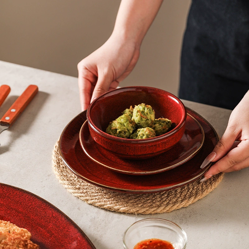 Japanese ceramic tableware for home use, dinner plate, high-quality style