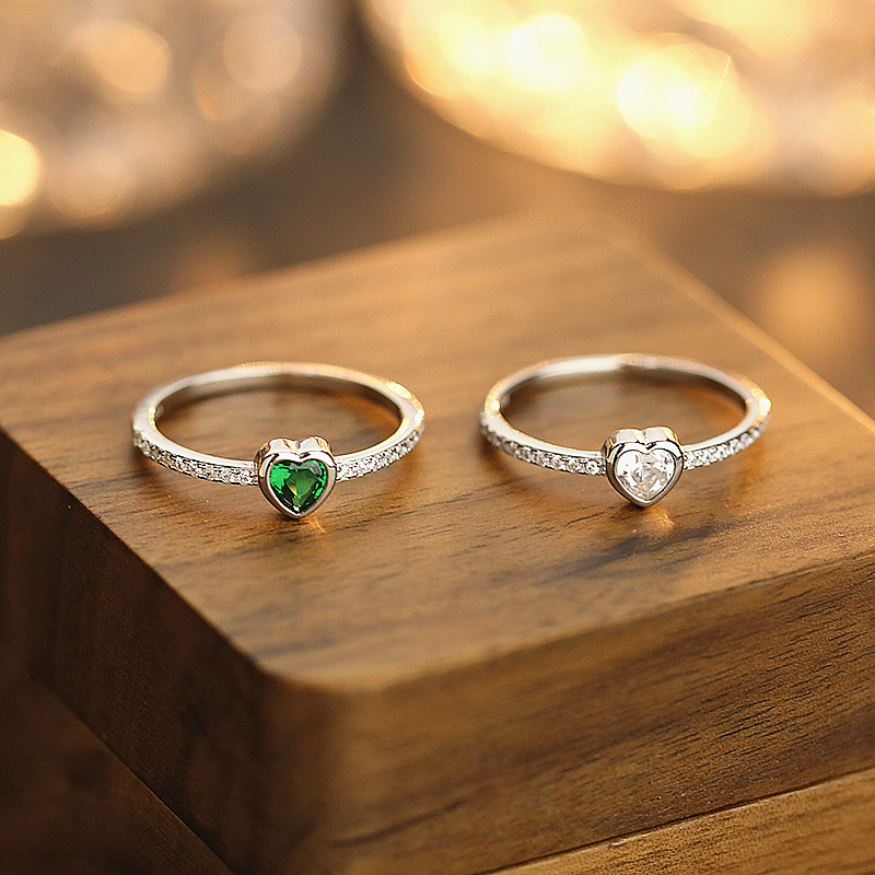 Bijoux Amour Anniversaire Pierre Colorée Incrustée De Diamant Bague Doigt S Argent Pur_voghion.com