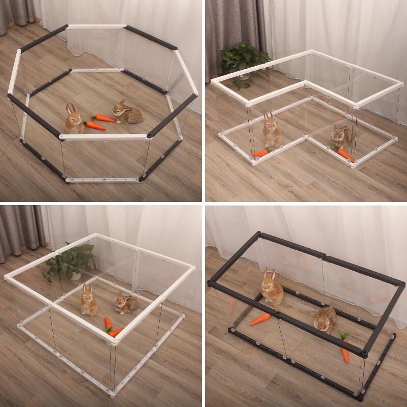 Acrylic Fully Transparent Fence Indoor Pet Home Dog Removable Outdoor Rabbit Cage Fence Villa Rabbit Wooden