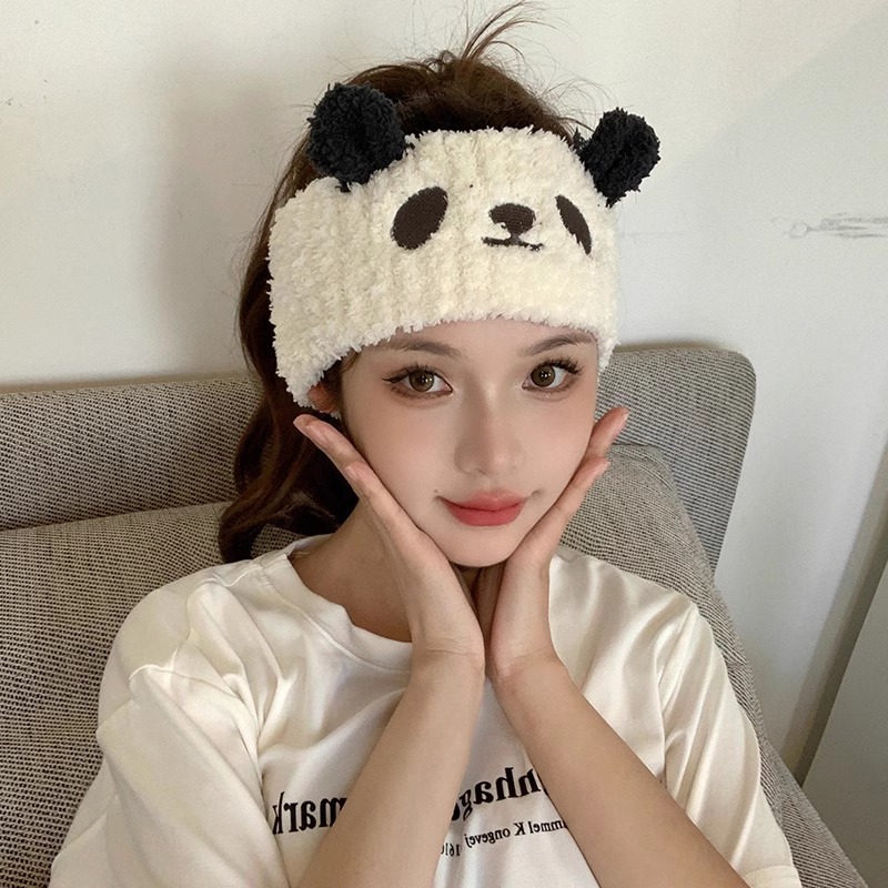 New Plush Face-washing Headband For Women, Cute Panda Wide Headband, Headscarf, Hairband, Postpartum Headwear, Hair_voghion.com