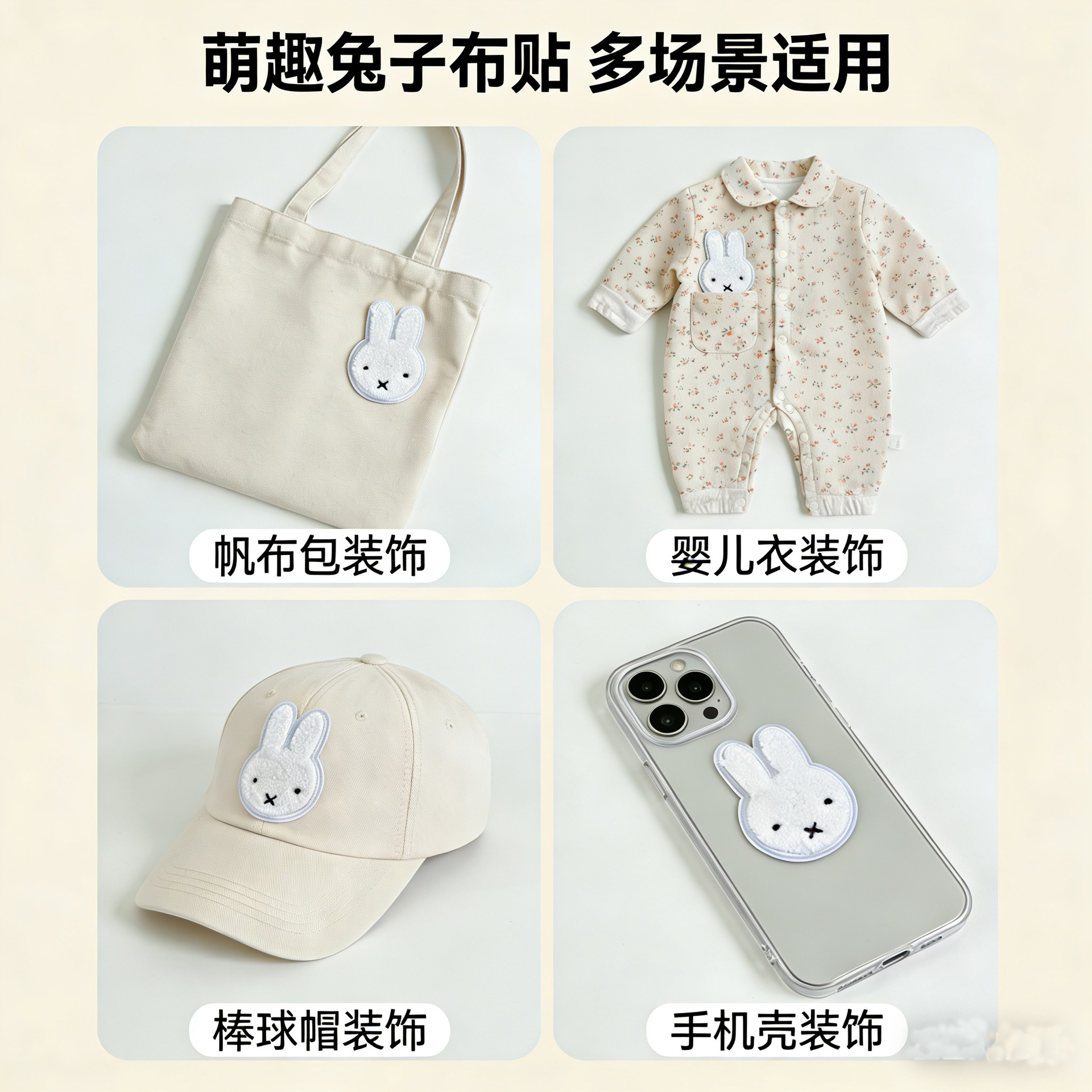 Miffy conejo parche de dibujos animados autoadhesivo sin costura ropa sin marcas agujeros de reparación chaqueta agujeros de bordado lindo