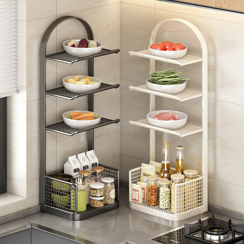 Kitchen Food Storage Rack Multi-layer Hot Pot Shop Food Plate Scallion, Ginger and Garlic Storage Rack Multi-functional Spice Rack Household