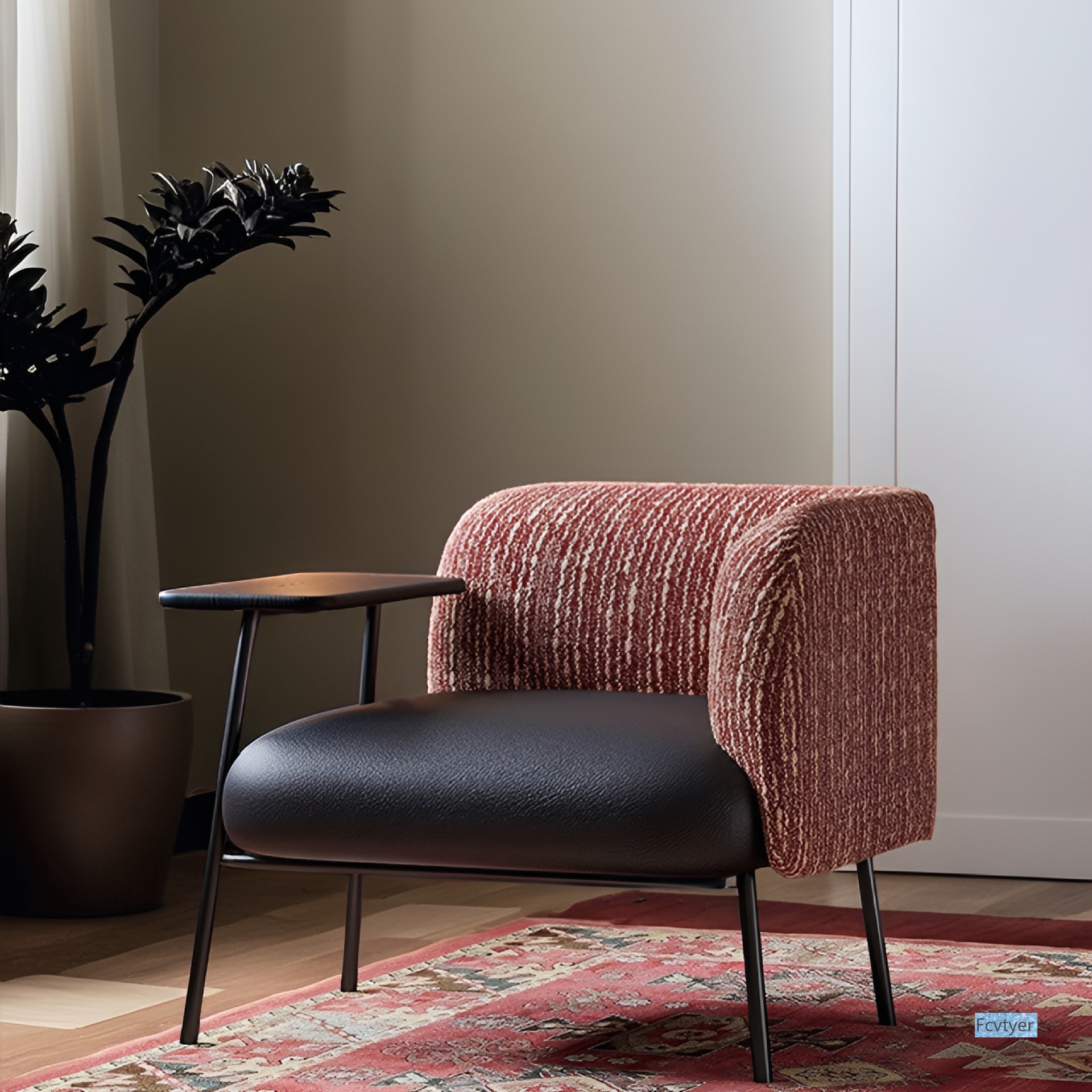 Italian Minimalist 2025 New Accessible Luxury Fabric Bedroom Negotiation Chair Mid-Century Style Scandinavian Single Chair Living Room Chair