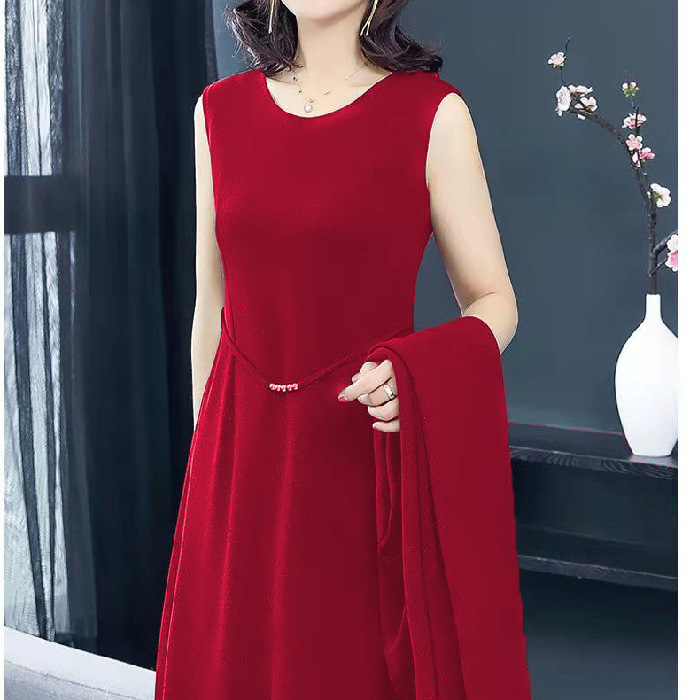 中高年のお母さんの秋服のワンピースの2つのセットの気質の新型の洋気の40歳の女性の春と秋の風の服のコートのスーツ|undefined