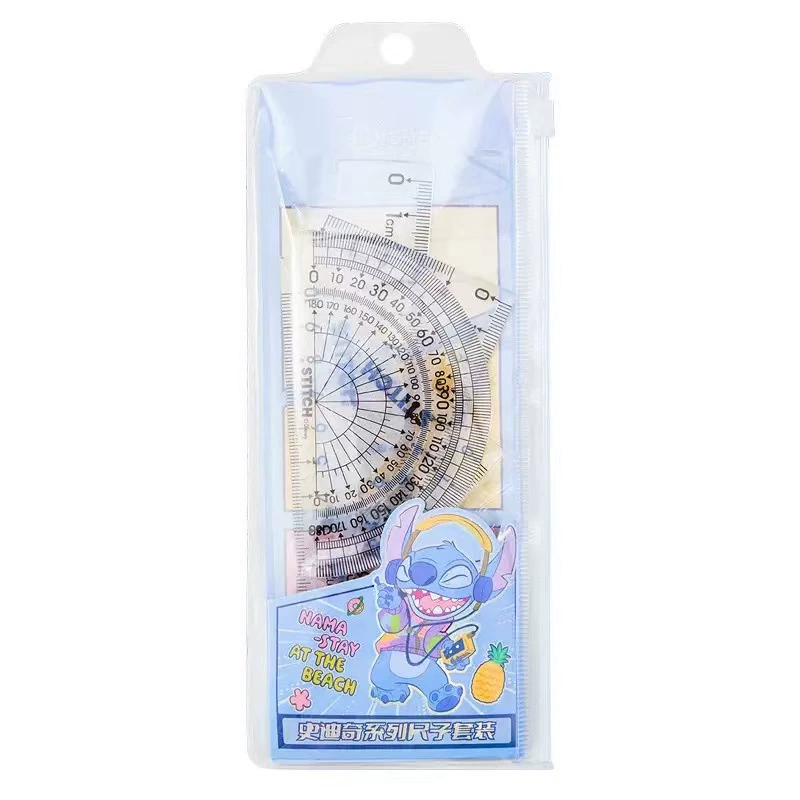 Ruler, set, transparent stationery for students, 4 piece set