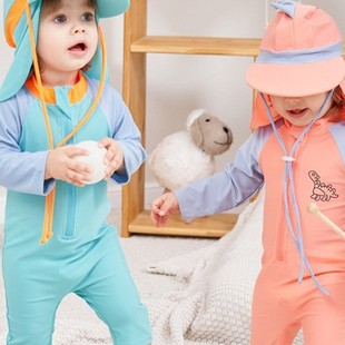 70-80-90-100-110-120 Children's one-piece swimsuit with hat