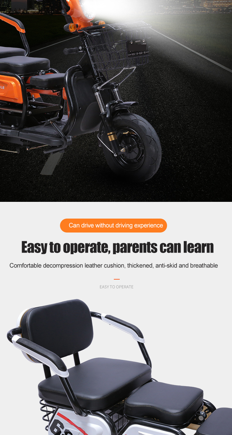 Electric Scooter Comfortable Seat Customizable Configuration Electric Tricycle