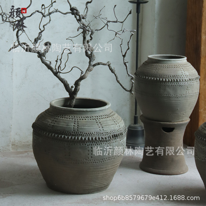 Antigüedad gran barro de barro herencia cultural intangible vasijas hechas a mano vasijas de suelo vasijas de cerámica floral cerámica de decoración paisajística de vivienda residencial