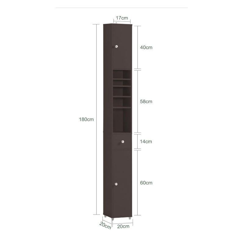 New Design Vanity Cabinet, Narrow Bathtub Sink Organizer, Towel Storage, Bathroom Tall Cabinet with Doors and Shelves