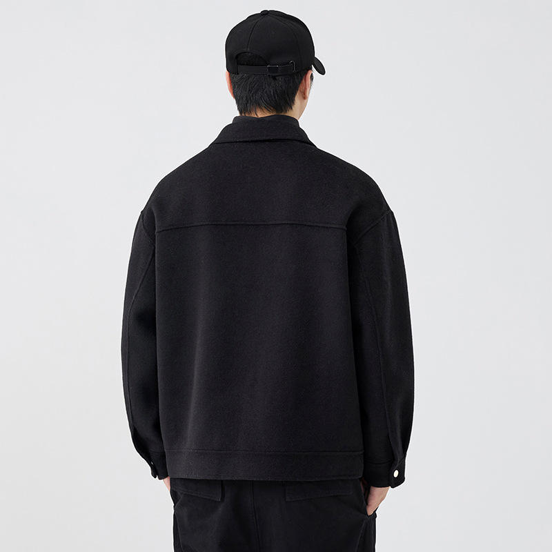2025 invierno nuevo chaqueta de lana de doble cara chaqueta de moda para hombres chaqueta casual suelta sin