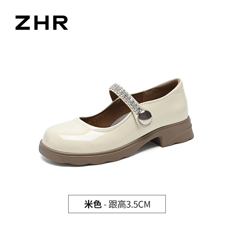 Giày Mary Jane nữ đế dày quai ngang phong cách Pháp — AW181 Màu be