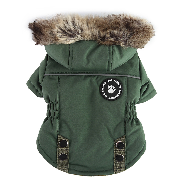 Manteau d'hiver en coton pour chiots, veste chaude à fermeture éclair, compatible avec une laisse, épais, pour le dos et le poitrail des chiots d'automne_voghion.com