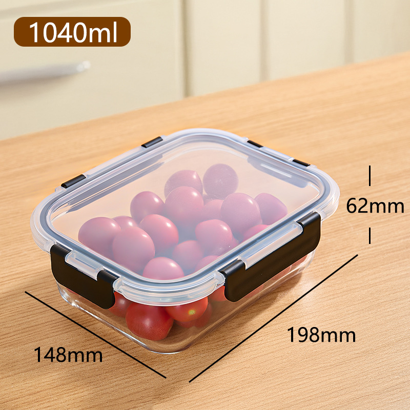 Caja de almuerzo de vidrio al por mayor puede calentarse por microondas, caja de almuerzo de oficina, caja de preservación sellada de gran capacidad