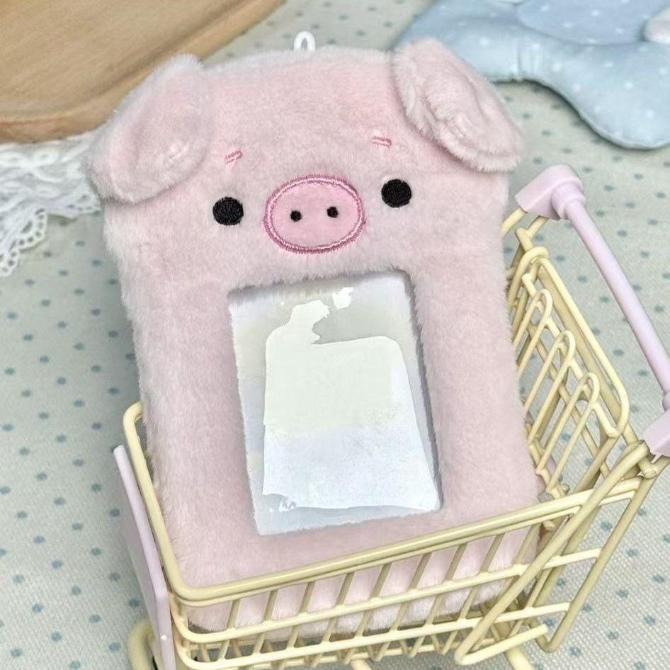 Cute ángel cerdo de peluche 3 pulgadas tarjeta de visualización tarjeta de estudiante colgante tarjeta de comida cubierta protectora