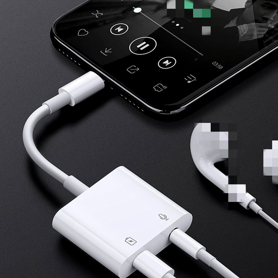 Apple, совместимые наушники, адаптер кабель зарядка, мобильный телефон, 3.5 мм, 2 в 1, оптовый