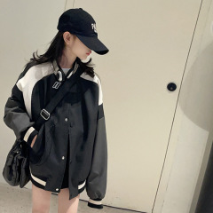 女童棒球服外套2025秋季新款中大童酷帅休闲拼接皮夹克机车服上衣