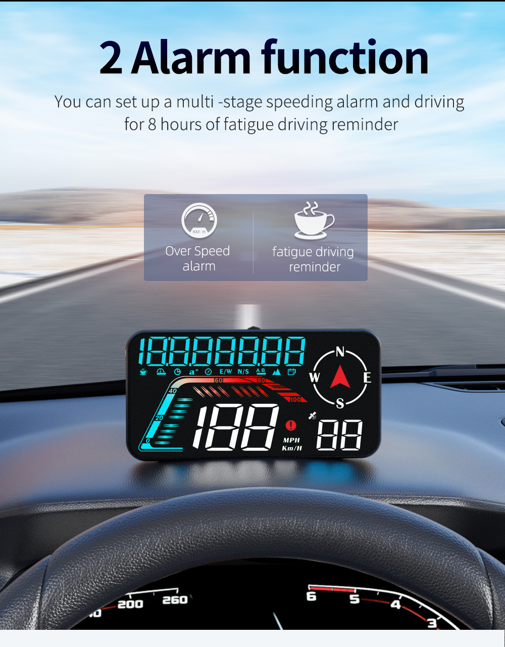 Universal Car HUD Head-Up Display, Beidou GPS Car Driving Direction and Time Display, New Cross-Border Model