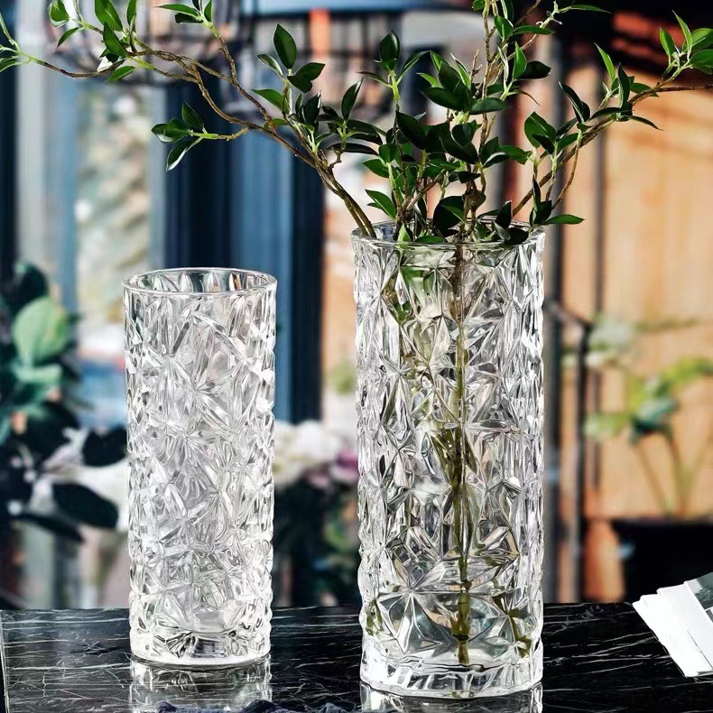 Nordic glass vase transparent creative large living room flower arrangement lily rich bamboo flowers home table decorations