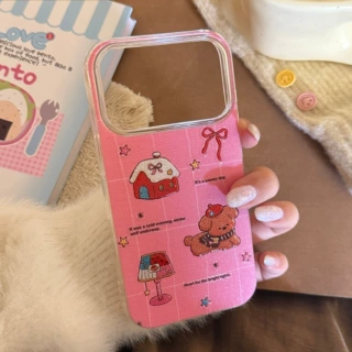 玫粉卡通适用苹果17手机壳iphone18pm闪粉小狗16高颜值15防摔14硬