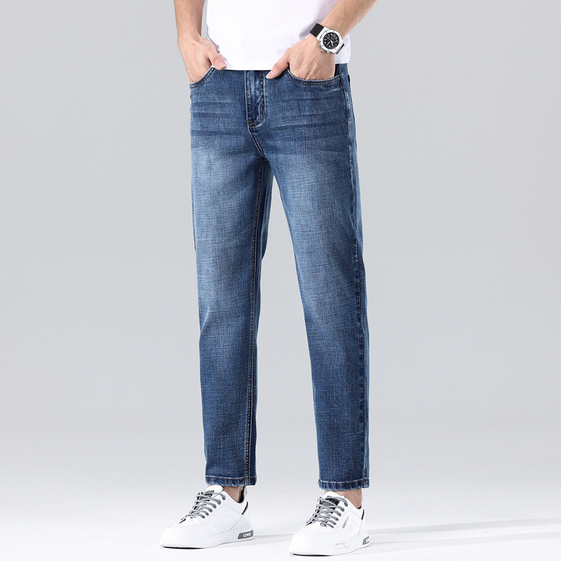 Counter Quality Nine-Point Jeans for Men in Summer, Light Luxury, Versatile, Casual, Light Business, Commuting Straight Pants, New Style