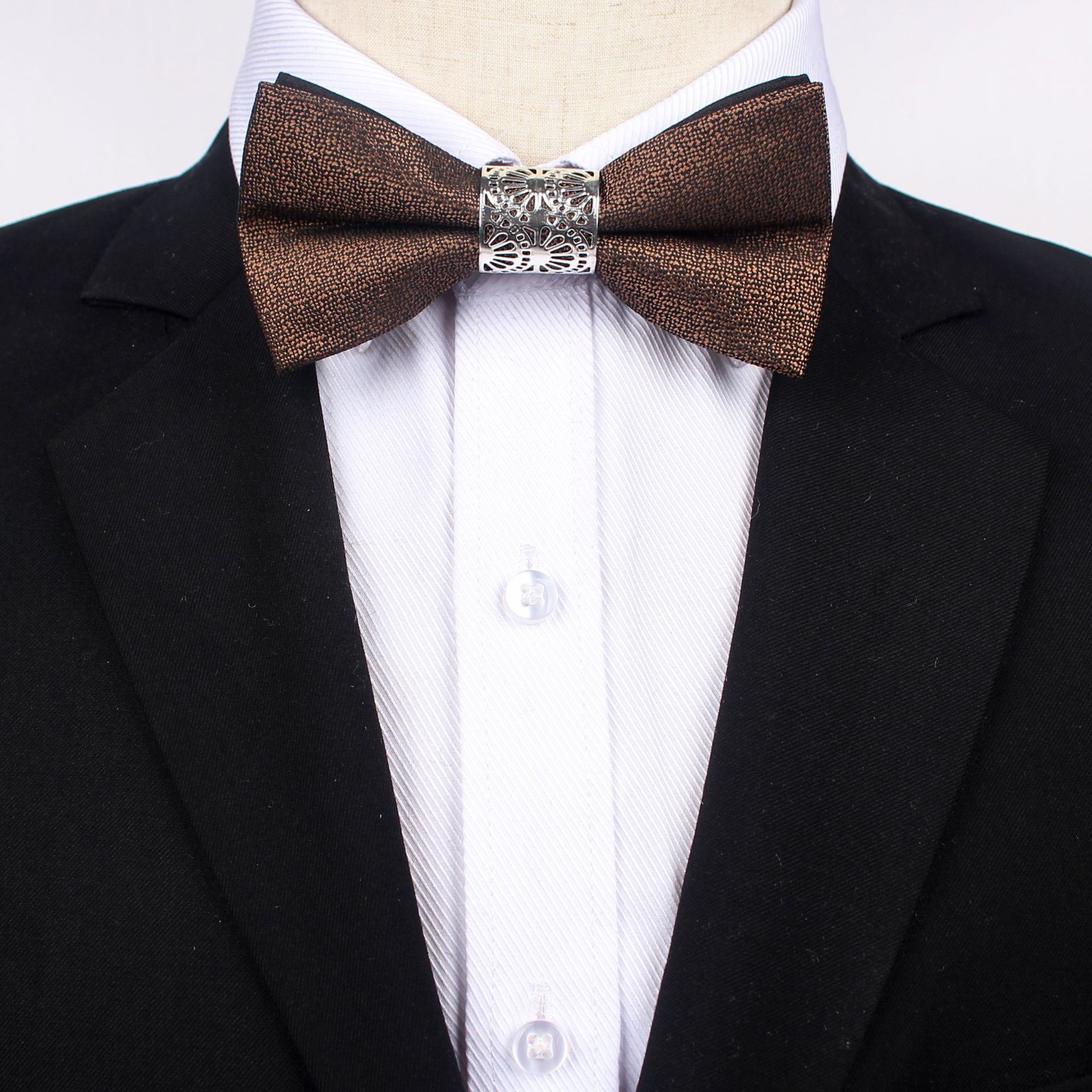 Metal bow tie with bow, suit