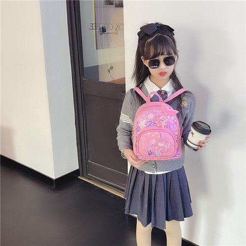 Children's Bags  Spring New Kindergarten Kids Backpack Little Princess Cute Mermaid Sequin Backpack