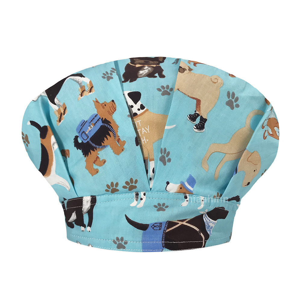 Tapa de operación directa de fábrica impresión femenina pequeño animal lindo sombrero de enfermera algodón salón de belleza odontología oral sombrero