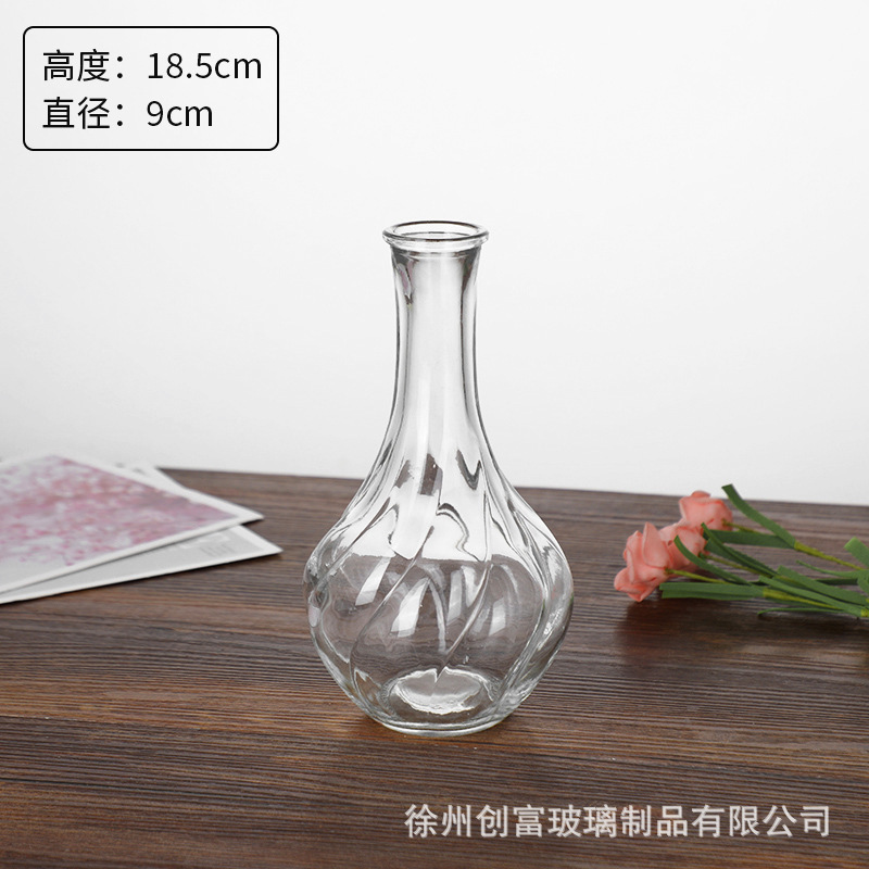 Luz de lujo simple retro mini jarrón de vidrio en vidrio de viento pequeño jarrón de flores flores flores secas flores decoración de oficina