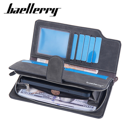 Baellerry men's clutch European and American matte leather multi-card zipper buckle wallet retro clutch wholesale