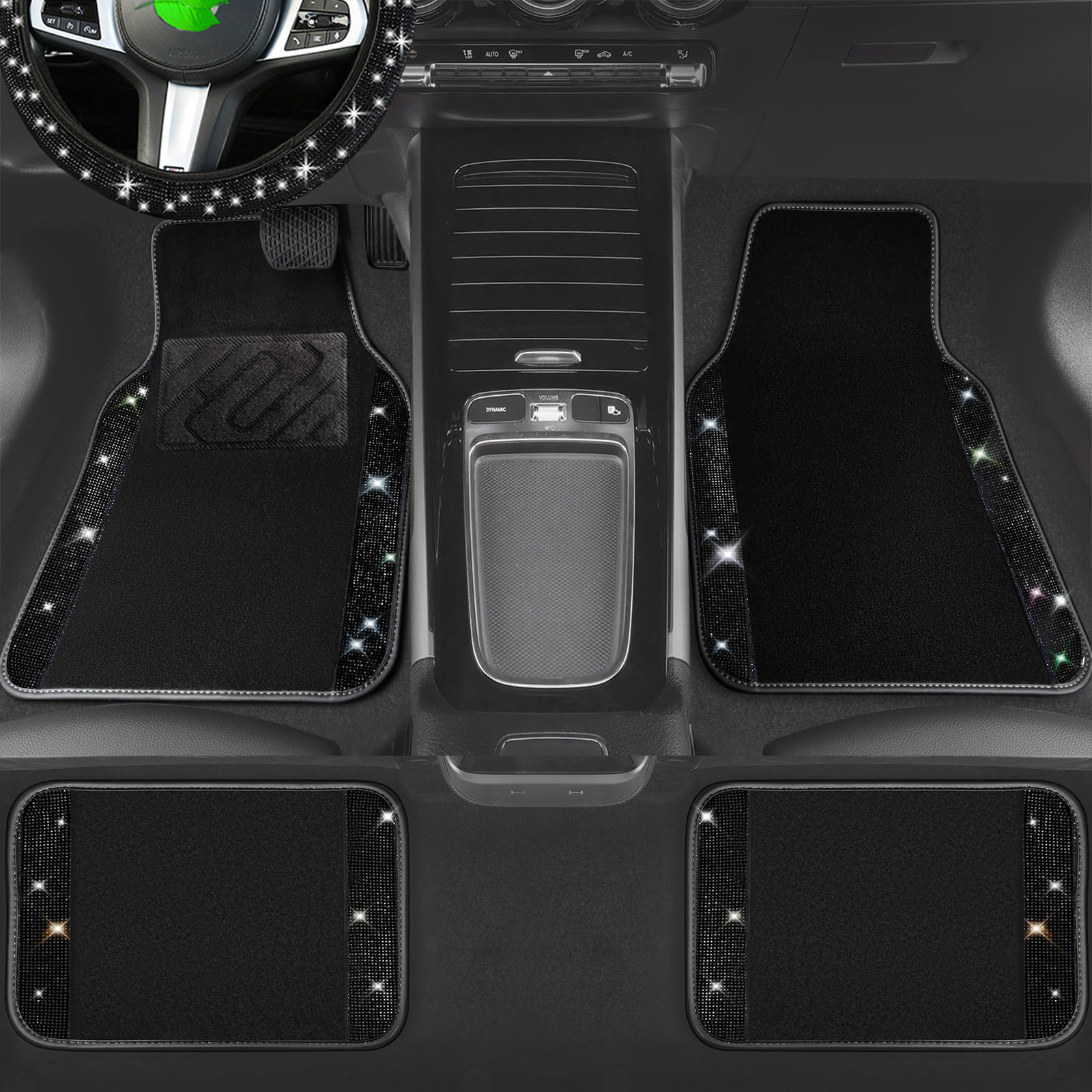 Cross-border Amazon minimalist car floor mats with crystal embellishments, made of durable and easy-to-clean crystal velvet, universal fit