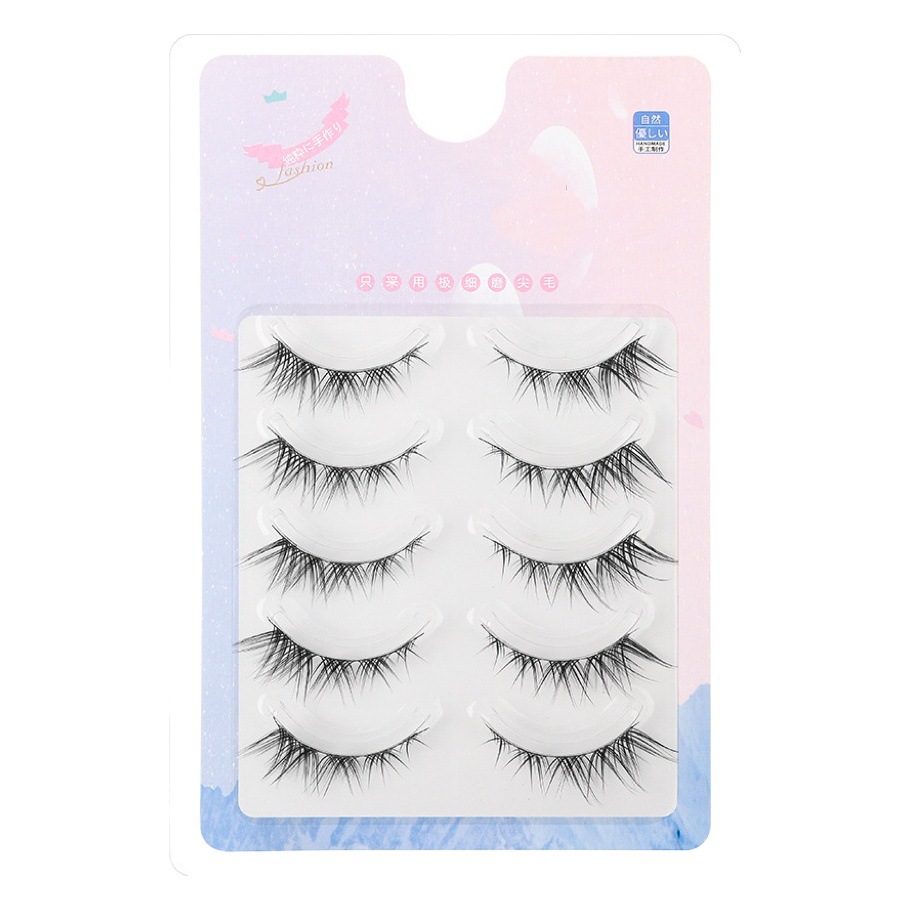 Pestañas postizas diagonales estilo zorro HX07 para mujer, pestañas naturales realistas de una sola pieza, de raza mixta, europeas claras, de tallo duro para la esquina exterior del ojo.