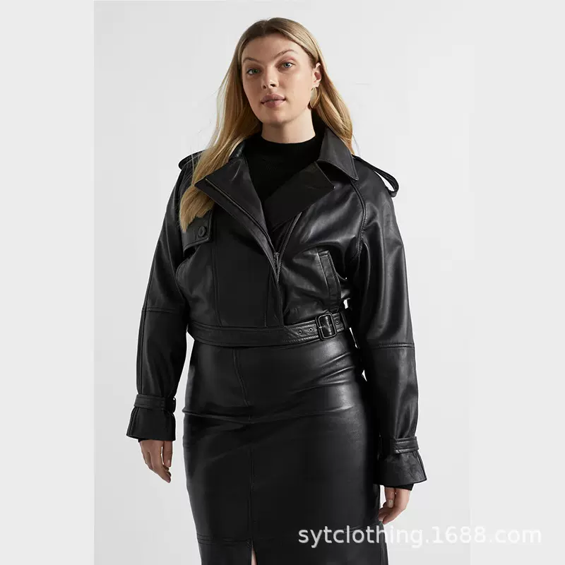 大码定做小众女装  大码服装工厂 机车皮衣定做 美式皮外套短款