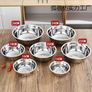 Stainless Steel Basin Thickened Non-Magnetic Multi-Purpose Basin Canteen Soup Bowl Household Instant Noodle Bowl Rice Basin Bowl Soup Basin Egg Beating Basin