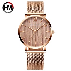 Amazon Hannah Martin Japan Movement Waterproof Wood-like Women's Wooden Texture Watch Wholesale