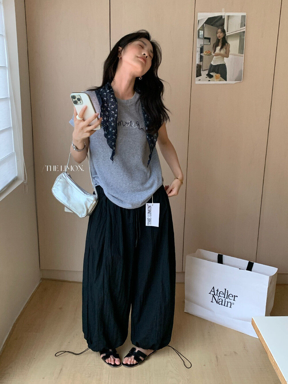 Quần culottes nữ ống rộng cạp cao rút dây, phong cách thể thao, mùa hè 2026 — Xanh lá cây nhạtcolor, xám đậm, màu đen, màu trắng chi tiết 31