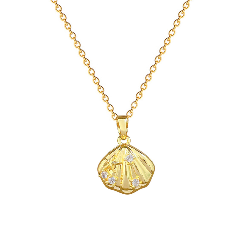Gorgeous Pearl Shell Necklace With Full Diamond And Titanium Steel_voghion.com