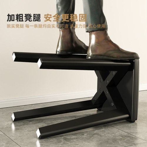 Soft stool, living room square stool, household stool that does not take up space, solid wood dining stool, dressing stool, light luxury bench, black