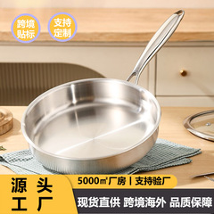 316不锈钢平底锅家用无涂层不粘锅电磁炉煎蛋牛排304不锈钢煎锅
