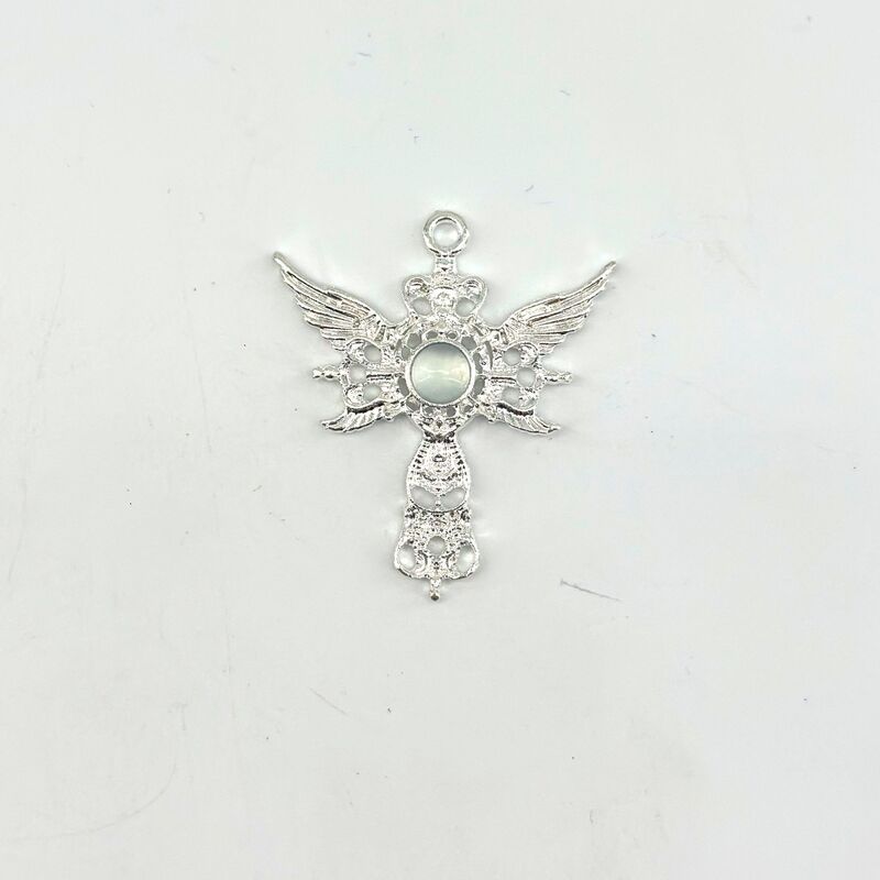 Simple alloy resin inlaid winged cross pendant accessory for DIY bracelets, necklaces, and other jewelry Simple alloy resin inlaid winged cross pendant accessory for DIY bracelets, necklaces, and other jewelry