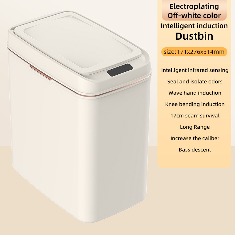 Bote de Basura Inteligente Eléctrico de Plástico con Sensor para Cocina, Baño y Hotel