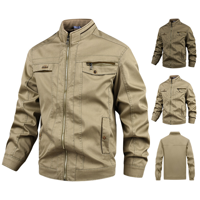 2025 Cross-Border Amazon 3D Physical Spring/Autumn New Men's Business Casual Stand Collar Jacket