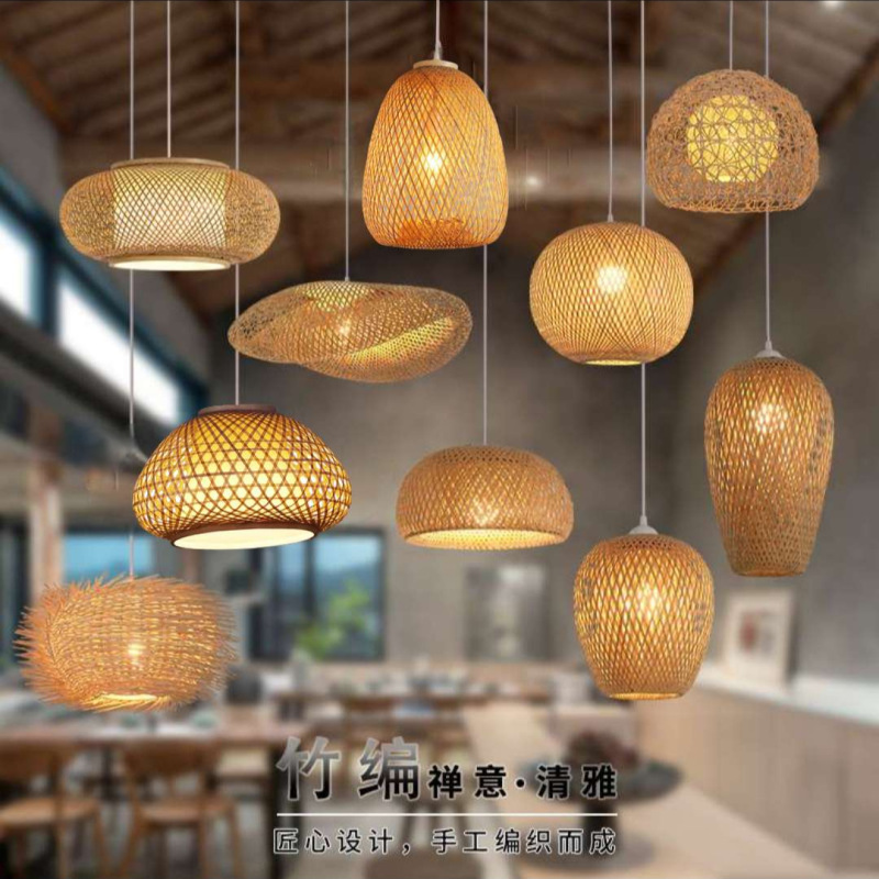 东南亚竹编吊灯复古藤艺吊灯禅意餐厅酒吧卧室客厅灯手工竹编灯笼-阿里巴巴