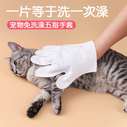 宠物用品亚马逊新款宠物免洗手套 猫咪清洁手套 干洗湿巾清洁用品