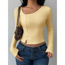 S 36826 Asymmetric Button Base Shirt б����ƴ�����羳