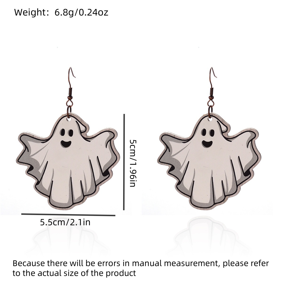 14g Weight Iron Ear Needle Material Drop Earrings Classification 1 Pair Quantity Party, Festival, Street Occasion Wood Material Halloween Festival ghost, Spider, Skull Pattern Women's Gender Hip-Hop, Funny Style 1 Pair Halloween Hip-Hop Funny Ghost Spider Skull Wood Drop Earrings 10